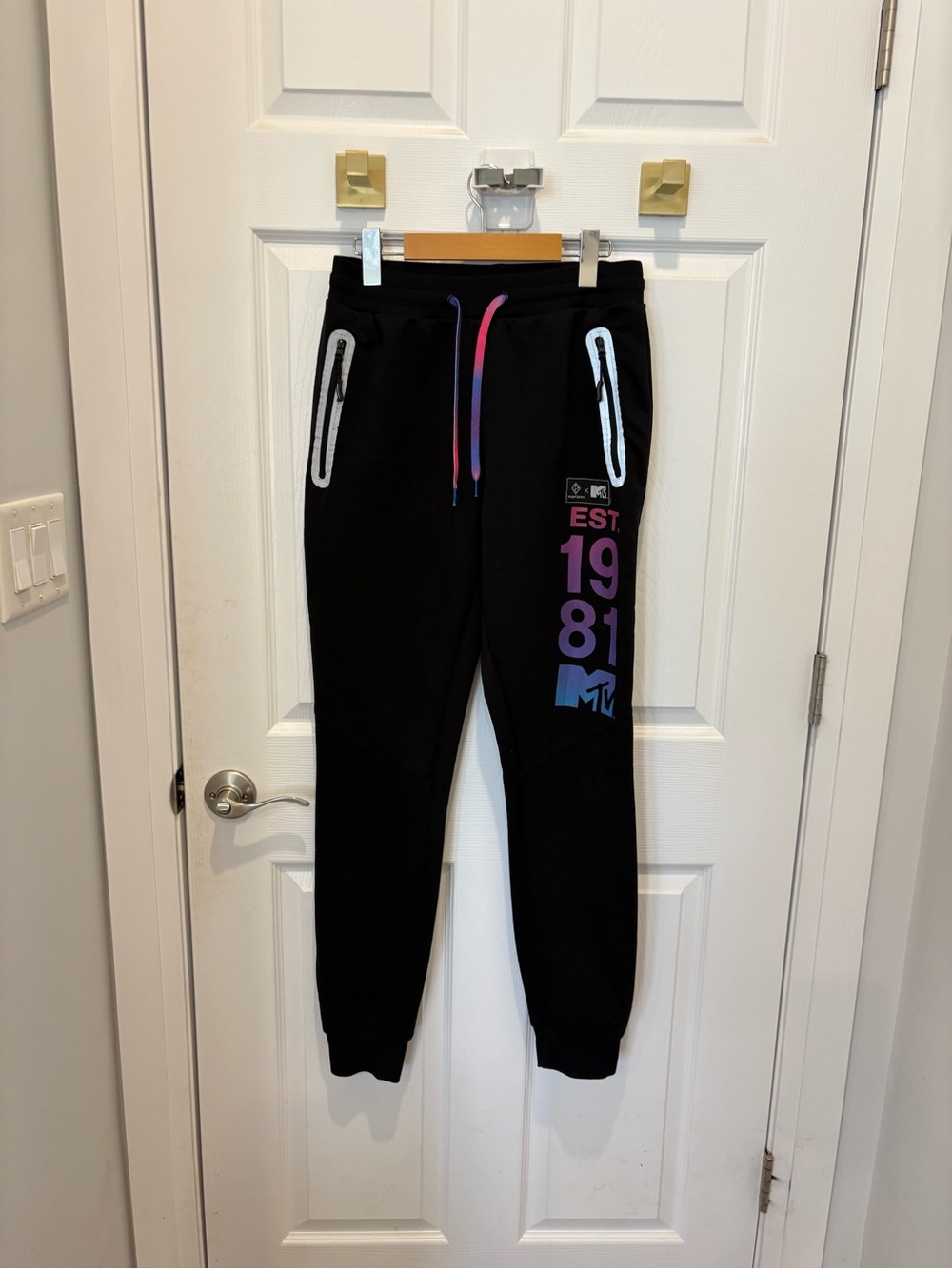 MTV Point Zero Black Jogger Sweatpants with Gradient Logo #1360